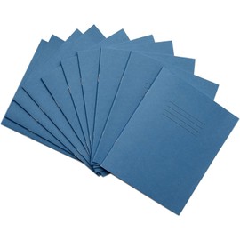 Rhino A5+ Exercise Books, 48 Page / 8mm Lined with Margin Paper Notebook, 10 Pack, 9 x 7 Writing Book, Office & School Stationery Supplies, Light Blue