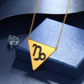 beautlace Capricorn Necklace Horoscope Zodiac Triangle Necklaces 12 Constellation Astrology Charm 18K Gold Plated Pendant for Women Men Jewelry Gift KP0110M