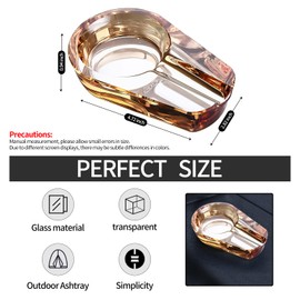 Crystal glass ashtray, cigar ashtray; Household ashtray, outdoor ashtray; Home decoration gift ashtray (Golden)
