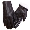 Harssidanzar Leather Gloves for Men, Winter 100% Rabbit Fur Lined