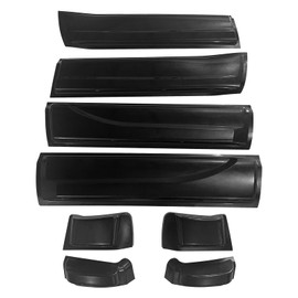 IKON MOTORSPORTS, Side Body Molding Kit Compatible with 2014-2015 Toyota Tundra, Black ABS Door Cladding Panel Trim 8PCS