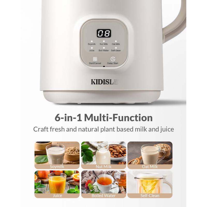 KIDISLE 6 in 1 Automatic Nut Milk Maker Blender, 20oz
