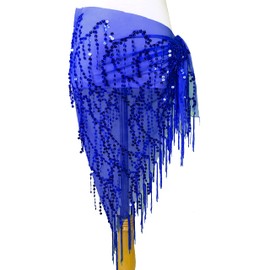 Wuchieal - Cinturón de danza del vientre para mujer, color de la cintura, para danza del vientre, Azul oscuro, One Size