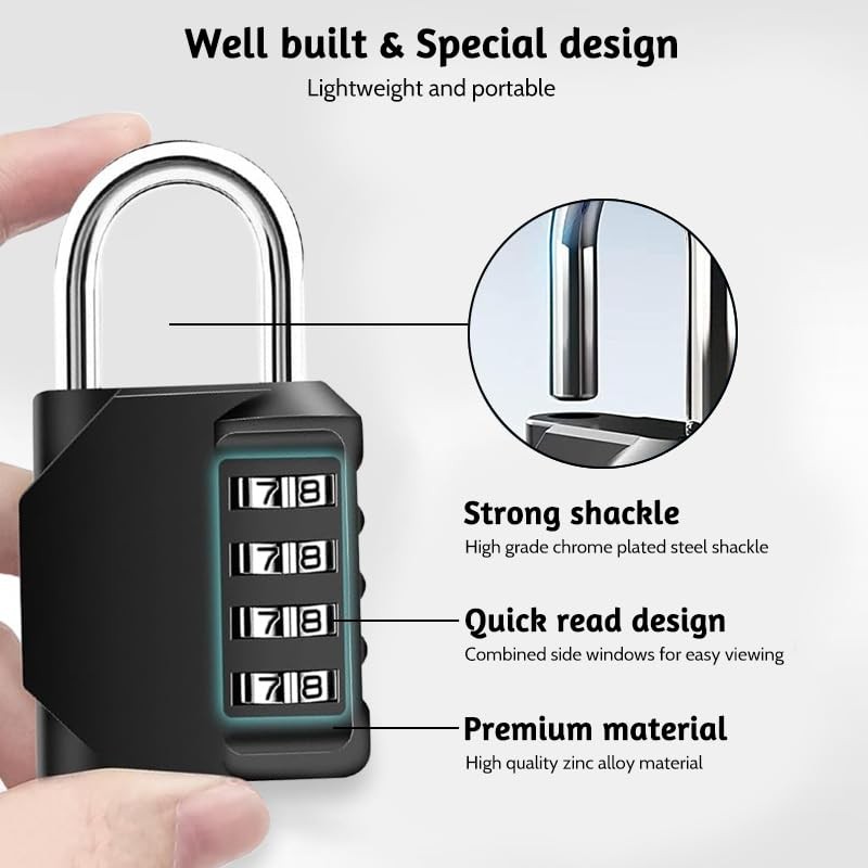 Youery Pack of 2 Padlock Combination Lock, 4 Digit Combination