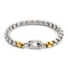 SDA Stainless Steel Beaded Bracelet, Waterproof (Silver, 20cm)