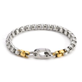SDA Stainless Steel Beaded Bracelet, Waterproof (Silver, 20cm)