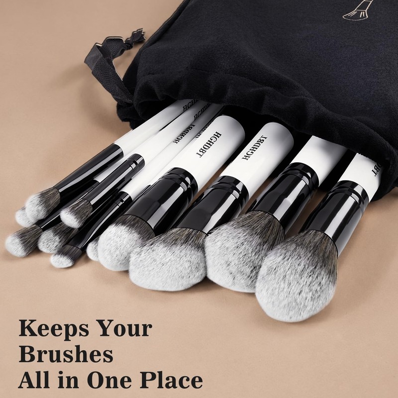 20Pcs Black White Makeup Brushes Set Professional with Case Premium