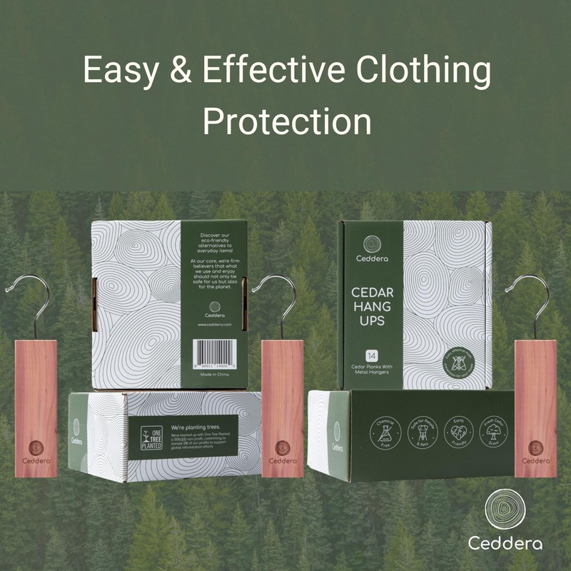 Ceddera Cedar Hang Ups 14 Pack | Natural Cedar Blocks