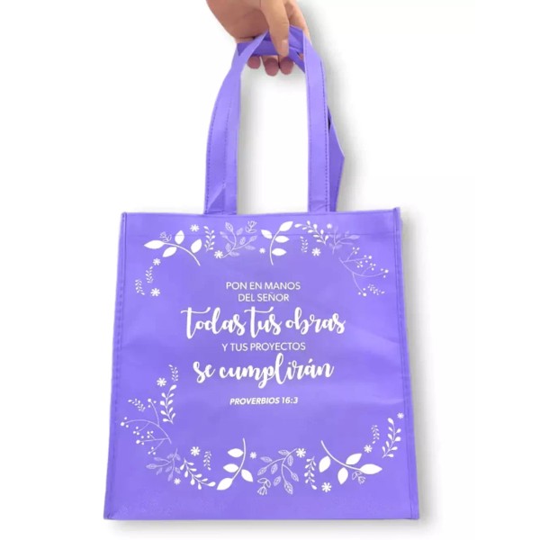 Bolsa Tote Bag Lila Pon en Manos del Seor