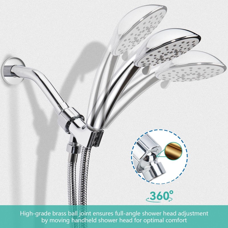 Shower Head Connector Adapter: Adjustable Handheld Showerhead Holder & 6