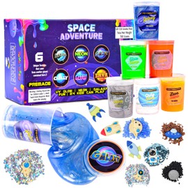 Galaxy Slime Kit 6 Slime DIY Set Toys, Glow in Dark Party, Neon Zubehr Slime Set für Mdchen Jungen mit 15 Space Slime Charms, Geschenke Kosmos