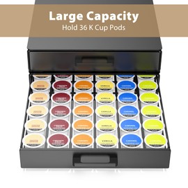 Storage Organizer Drawer for K-Cup Pods, ZECENN Coffee Pods Holder for Keurig Pods, Coffee Station Organizer Coffee Bar Accessories (36 Pods Capacity -Storage Drawer)
