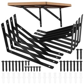 8 Pcs Heavy Duty Shelf Brackets, Floating Metal Shelf Brackets, Metal Wall Mount L Shaped Shelves Support Angle Brackets for Heavy Duty Floating Shelves Shelf Brackets (9.84 x6.29 inch)