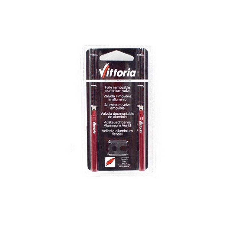 Vittoria Fully Removable Aluminium Valve Red 60mm x2 & Spanner