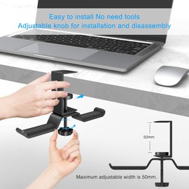 aceyoon Headset Holder, 360 Degree Rotatable Headset Stand Dual Headphone Stand Desk Aluminium Headphone Holder for Bluetooth Gaming Headset and Headphone Hook, Black