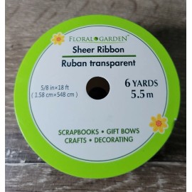 Greenbrier 2 Rolls Floral Garden Sheer Ribbon, White. 5/8" x18' 6 Yds-Scrapbooks