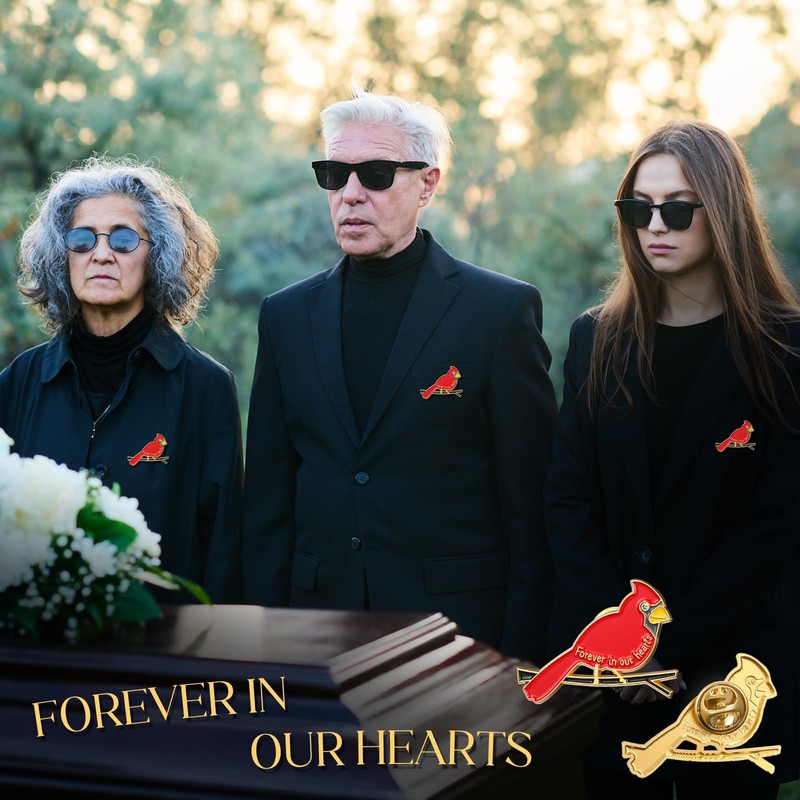 Cardinal Memorial Pins Bulk, Red Cardinal Lapel Pins “Forever in