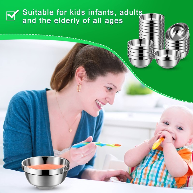 Mimorou 20 Pack 304 Stainless Steel Bowls Set 13oz Metal