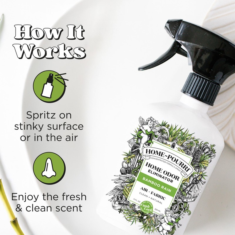 Home-Pourri Air + Fabric Multi-Purpose Odor Freshener Spray, Bamboo Rain,