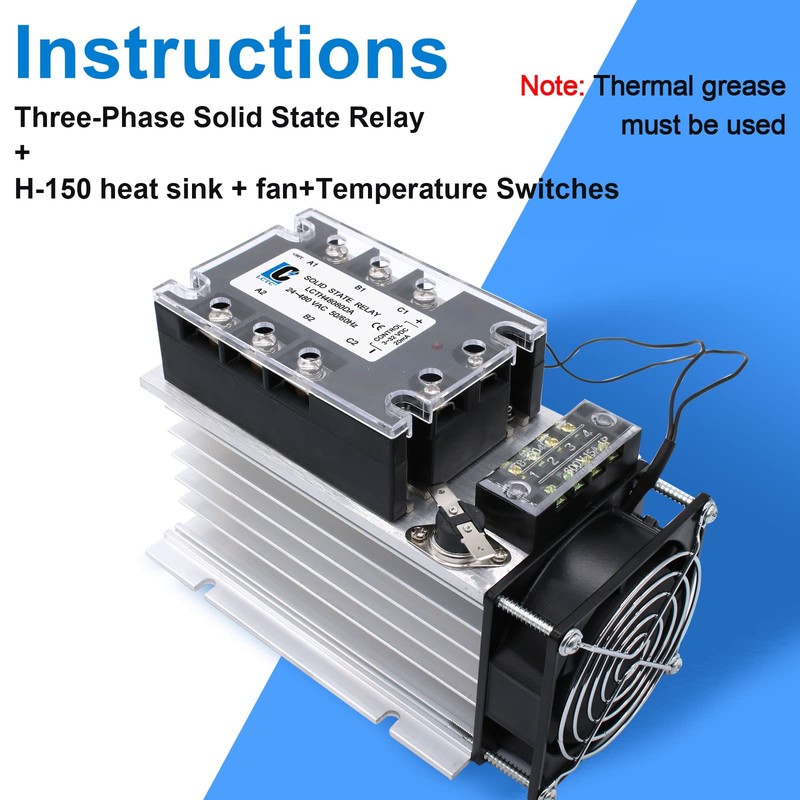 LCLCTC SSR Heat Sink with 120v Fan for Three 3