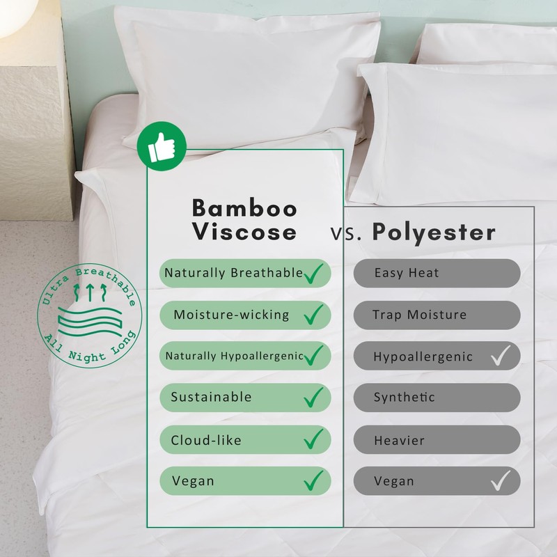 TOSMO 100% Viscose from Bamboo Comforter, Soft Breathable Cooling Silky