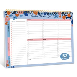 Weekly To Do List Notepad with 52 Undated Sheets（8.5"×11"）- Undated Weekly Planner Notepad for Office Desk Accessories and Supplies - Frosted Coral