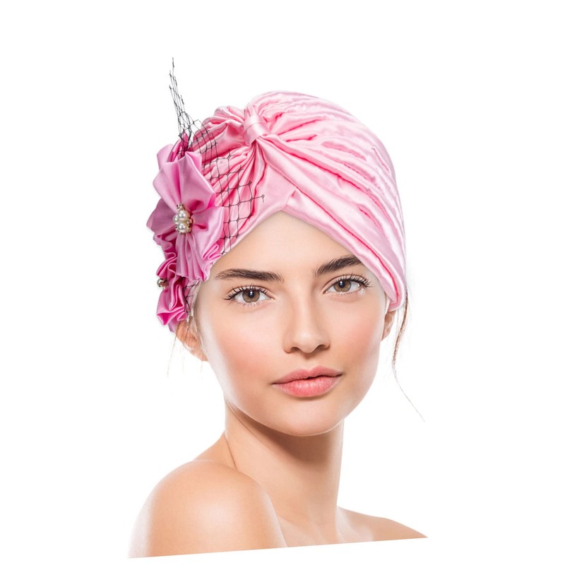 LALAFINA Versatile Satin Flower Hat for Adults Stylish Turban Comfortable