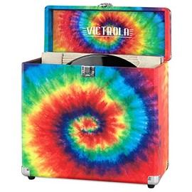 Victrola Innovative Technology Victrola Vintage Vinyl Record Storage Carrying Case for 30+ Records, Tie Dye - VSC-20-TDY, 1SFA