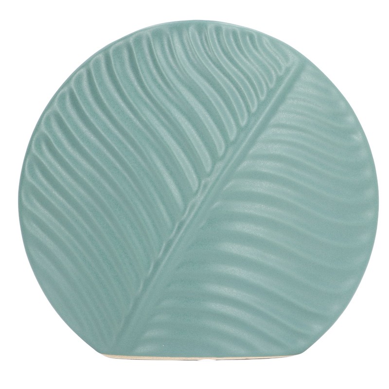 Leaves Pattern Ceramic Vase Nordic Style Dark Green Flat Leaf
