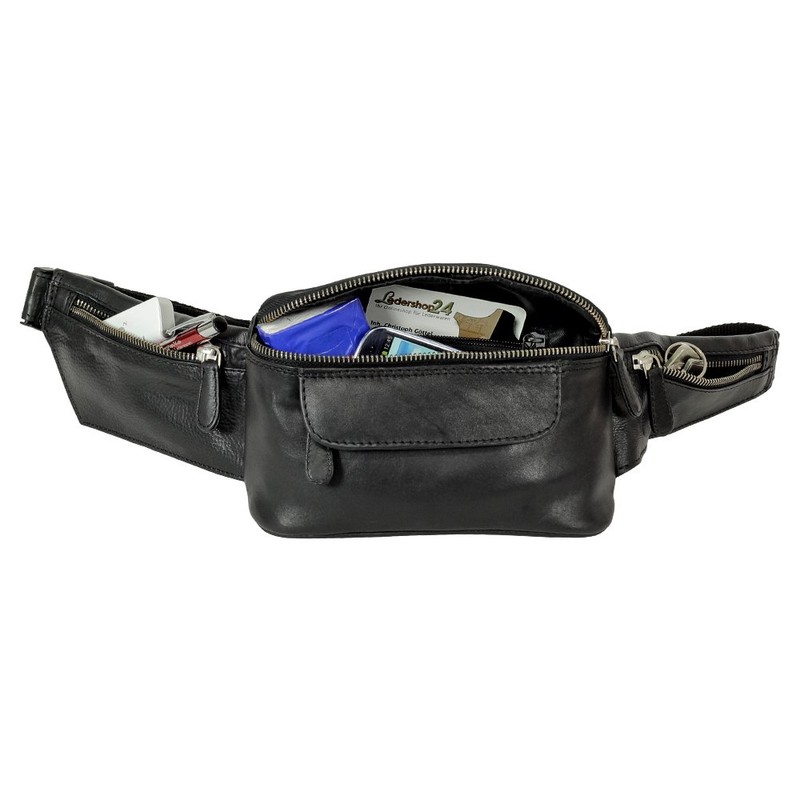 Branco Bum Bag Genuine Leather Black, black