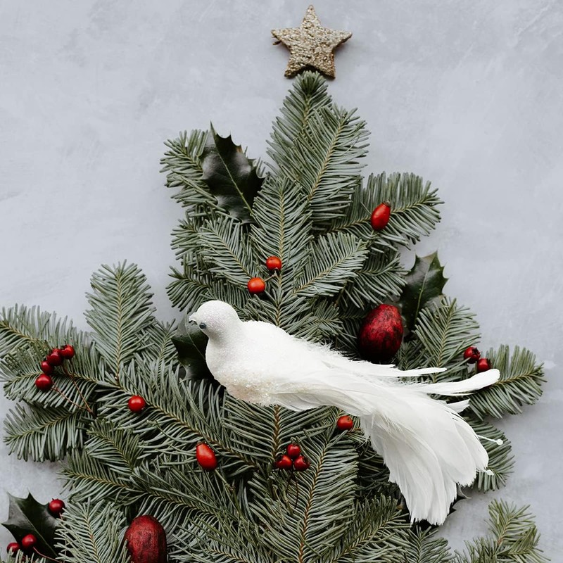 Esdallina 2pcs White Birds Chirstmas Decoration