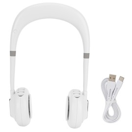 Mini Hands Free Fan USB Charging Hanging Neck Cooling Fan Adjustable 3-Speed WindWhite