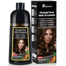Chestnut Brown Hair Dye Shampoo,Tinte Cubre Canas - Shampoo Con Tinte Para El Cabello, Fórmula con Extractos Herbales(Marrón, 500ml)