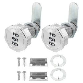 PATIKIL Combination Cam Lock 2 Pcs Zinc Alloy Keyless 3-Digit Password File Cabinet Lock 13/16" Cylinder Chrome Finish Security Lock with Screw for Drawer Cupboard Silver