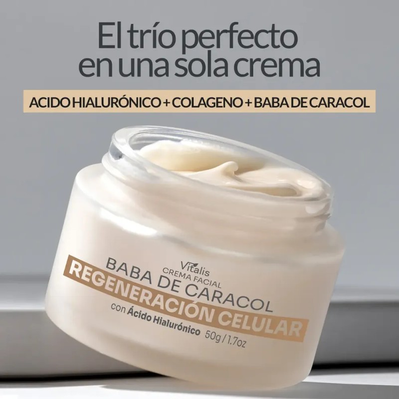 Crema Facial Baba de Caracol Vitalis Antiarrugas y Antimanchas 50ml