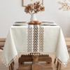 MIULEE Linen Tablecloth 100 x 140 cm Beige Leaves Linen