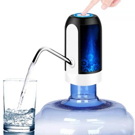 Bomba de botella de agua eléctrica de 5 galones, dispensador de agua portátil con carga USB, botella de agua para botella universal de 2 a 5 galones (negro)