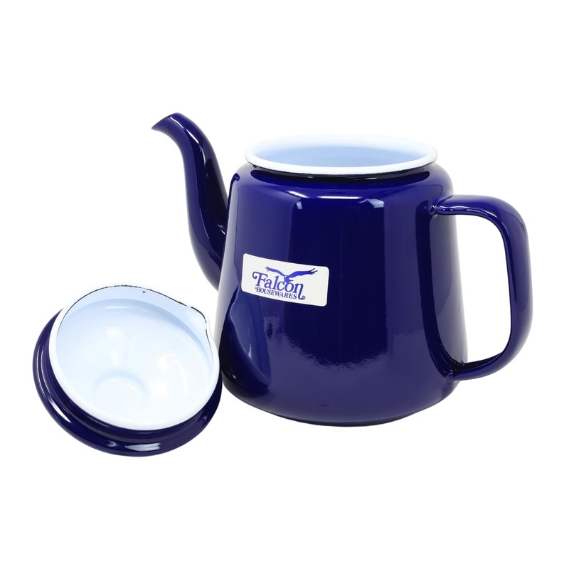 STEELEX 1.5L Enamel Teapot Blue & White Rim Gas Electric