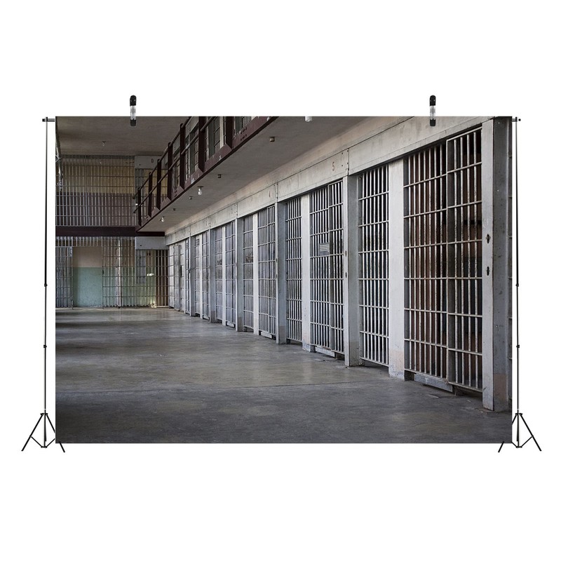 CORFOTO 7x5ft Fabric Prison Photography Backdrop Jail Cell Bars Background