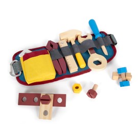 small foot Workshop 12602 Tool Belt with Complete Wooden Tools and Accessories for Ages 3 and Up