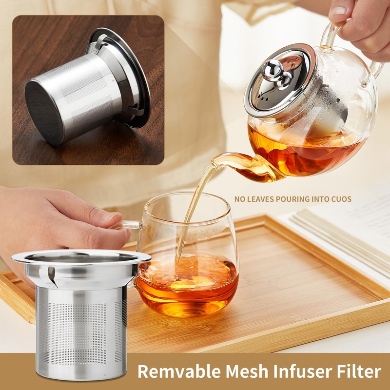 Glass Teapot with Removable Infuser, 27 oz/800ml Glass Tea Pot