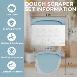 Herramienta Raspador de Banco Cortador de Masa - Raspador de Tazón para Repostería para Pan, Pastel, Pizza, Cuchillo de Banco, Raspador de Masa de Coc
