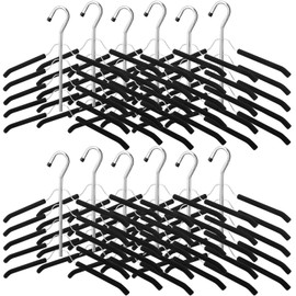 Ripeng 12 Pcs Multi Layer Clothes Hangers 5 in 1 Sweater Shirt Hanger for Shirts Space Saving Anti Slip Metal Heavy Duty Stainless Steel Blouse Tree Hangers for Closet Organizer and Storage, Black
