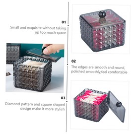 FELTECHELECTR 2pcs Cotton Pad Storage Box with Lid Stylish Acrylic Cotton Pad Holder with Diamond Pattern Compact and Smooth Edges for Easy Refilling and Organizing
