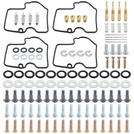 Anxingo 4 Set Carburetor Gaskets Jets Rebuild Kit, Replacement for Yamaha YZF R6 600 1999 2000 2001 2002, Motorcycle Carburetor Repair Kit with Main Jets Gasket