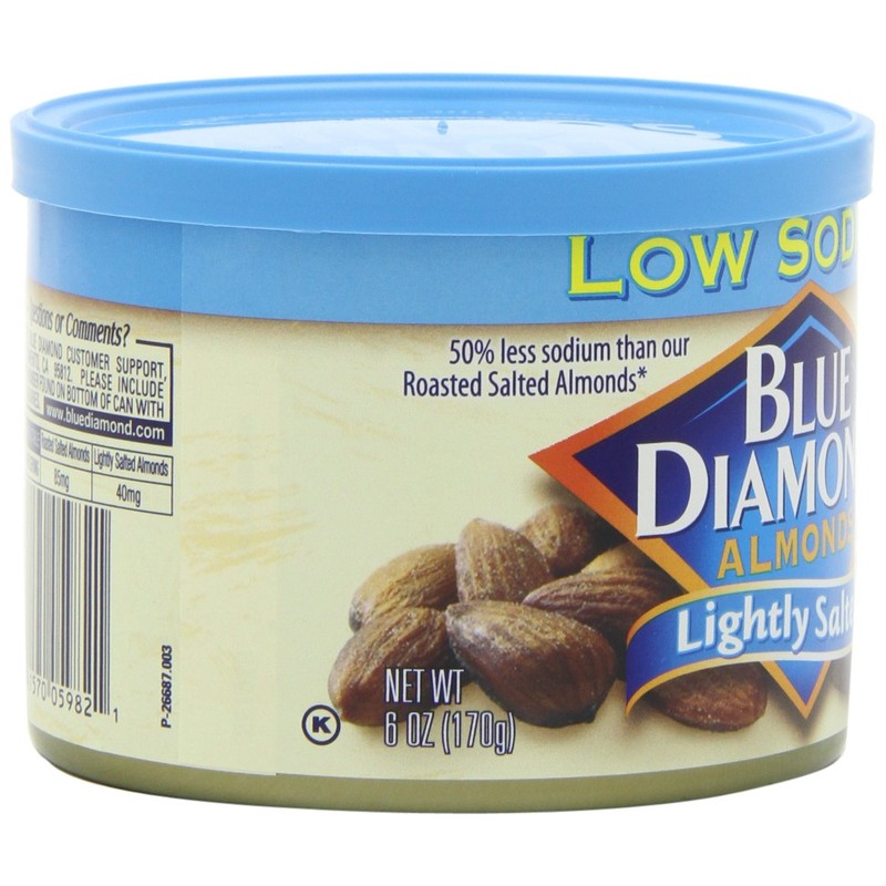 Blue Diamond Almonds Low Sodium Lightly Salted Snack Nuts, 6