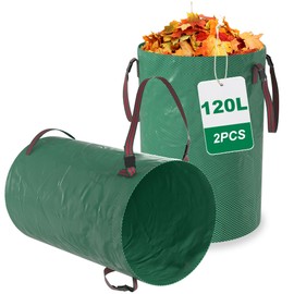 NAIZY Gartensack 2 Stück 120L, 2 in 1 stabil Gartenabfallsack mit Griff & Schultergurt Laubsack Reißfest Wiederverwendbar Abfallsack aus PP Gewebtes 150g/m² Hofabfallsacke
