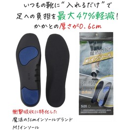 M1 Insole, 2021 Heel Thickness 0.2 inches (0.6 cm), Reduces Strain on Feet by Up to 47%, Shock Absorption, Insole, Genuine Product in Japan (15.7 - 10.5 inches (40 - 42 - 26.7 cm)