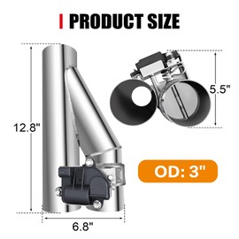 3 Inch Electric Exhaust Cutout with Elbow Valved Muffler Valvetronic Exhaust Valve Kit