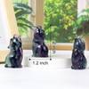 QLRSUXN Rainbow Fluorite Howling Wolf Crystal Figurines, 2.2 Inch Wolf